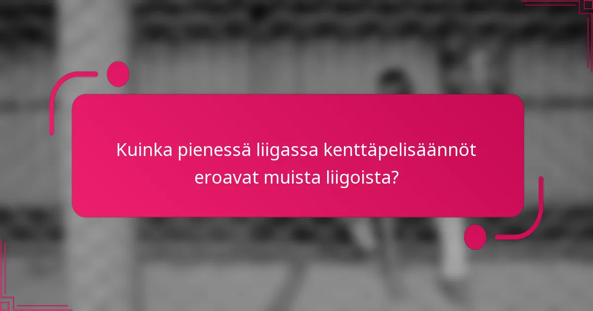 Kuinka pienessä liigassa kenttäpelisäännöt eroavat muista liigoista?