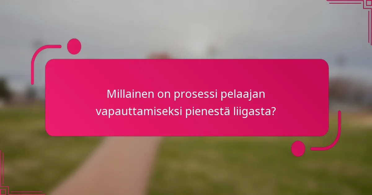 Millainen on prosessi pelaajan vapauttamiseksi pienestä liigasta?