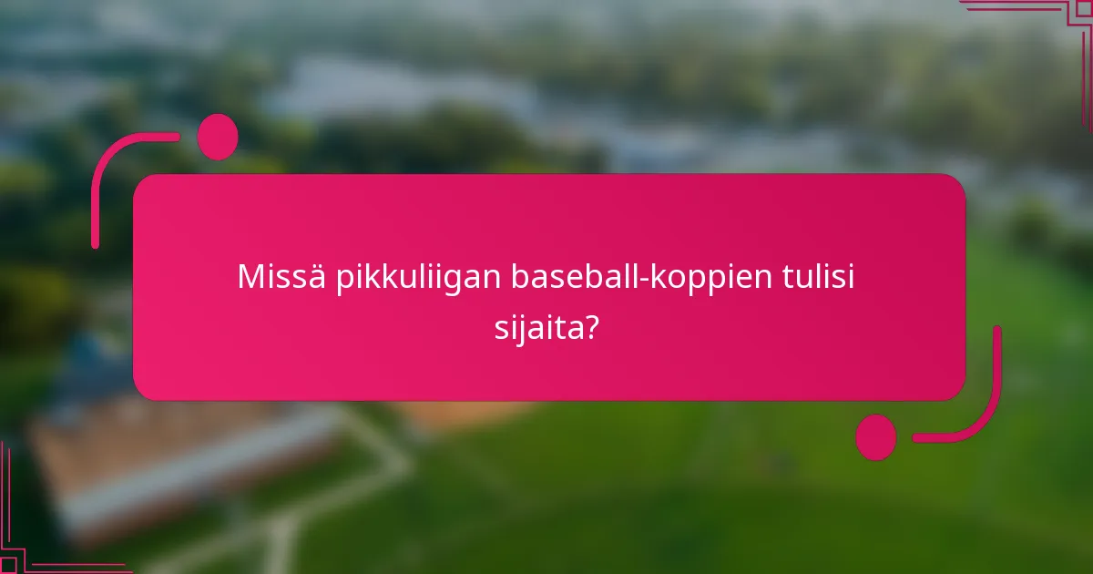 Missä pikkuliigan baseball-koppien tulisi sijaita?